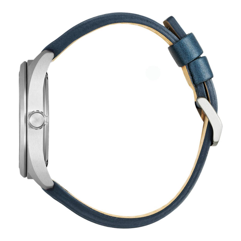 Citizen Eco Drive BM8560-45LE analog herrklocka med blå urtavla och armband i läder