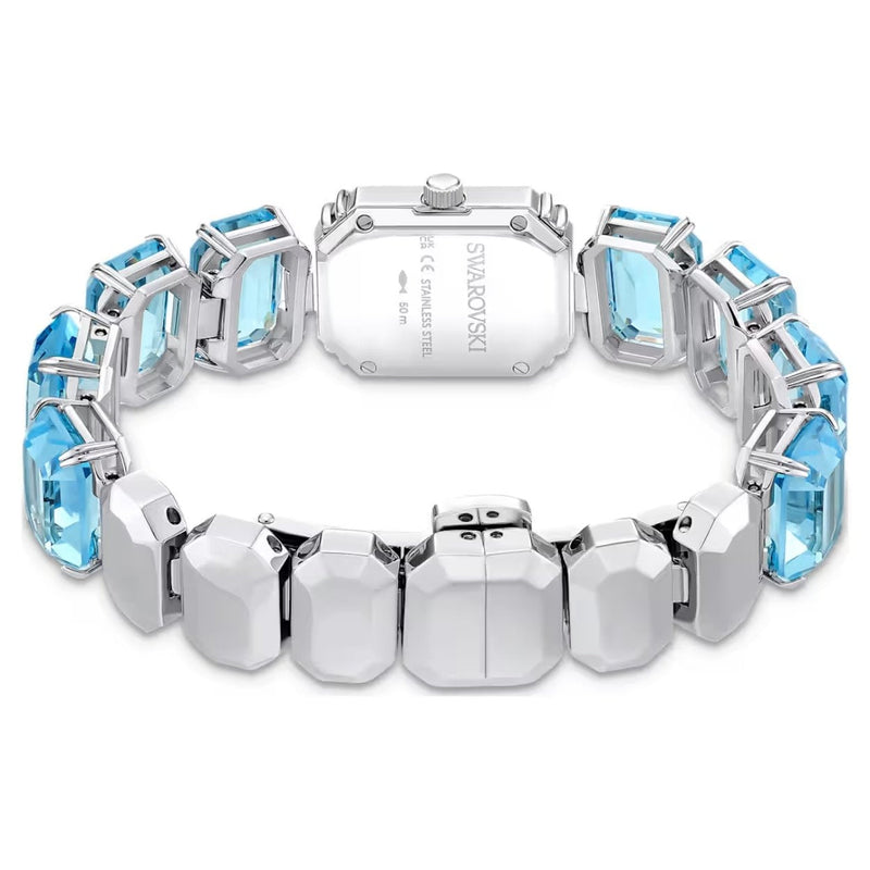 Swarovski Octagon cut bracelet 5729722 analog damklocka med blå urtavla och armband i rostfritt stål