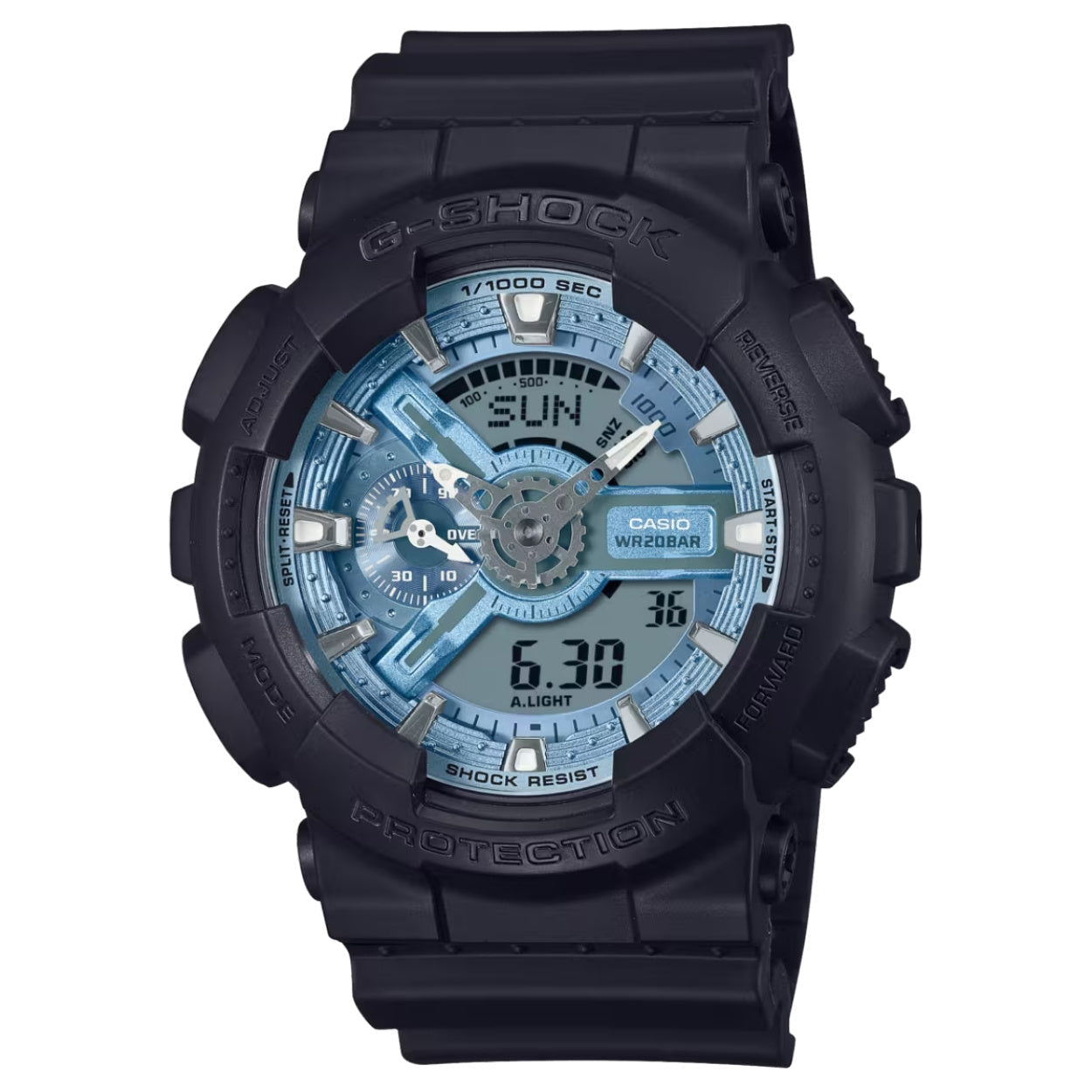 Casio G-shock GA-110CD-1A2ER analog herrklocka med blå urtavla och armband i resin
