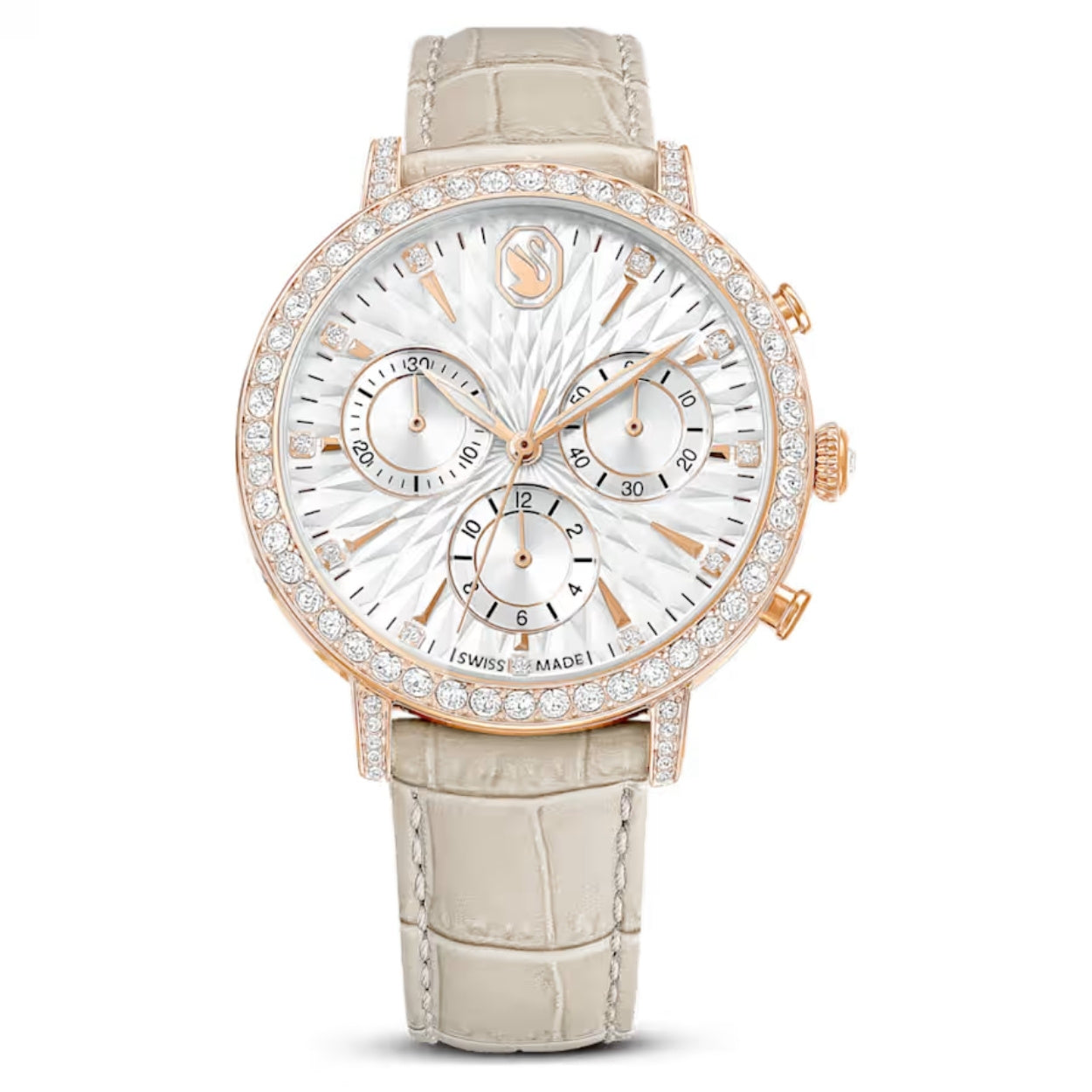 Swarovski Matrix tennis chrono 5702849 analog damklocka med silver urtavla och armband i skinn
