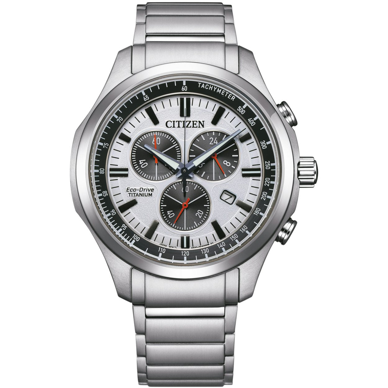 Citizen Super Titanium Sport AT2530-85A analog herrklocka med vit urtavla och armband i titan