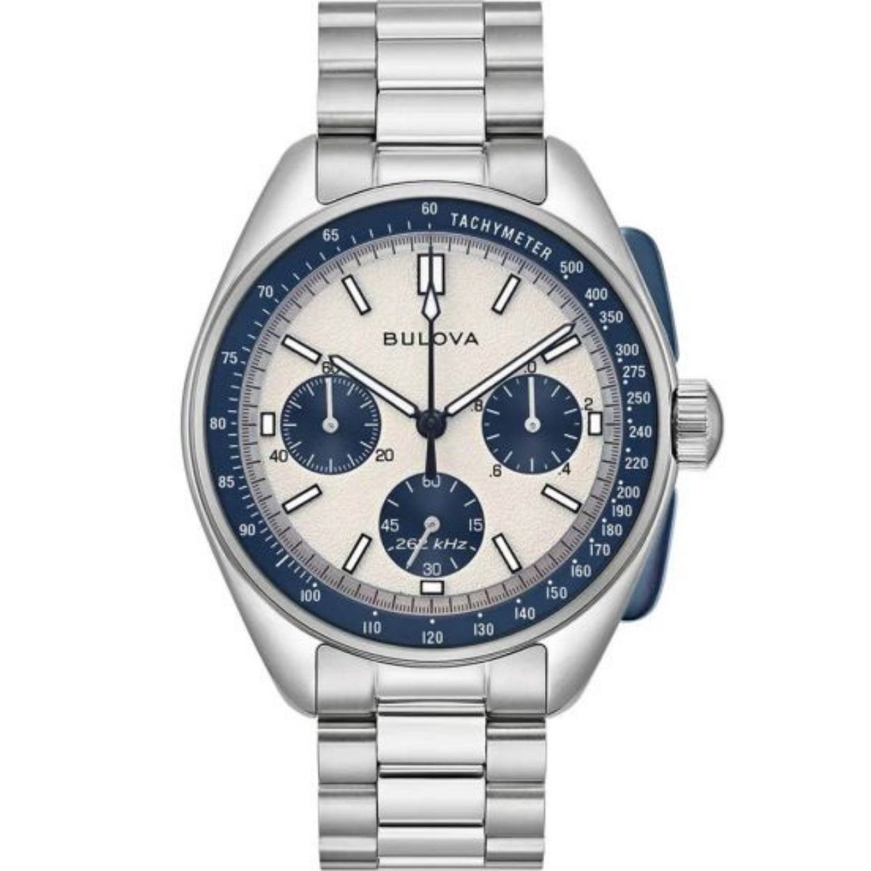 Bulova Lunar Pilot 98K112 analog herrklocka med flerfärgad urtavla och armband i rostfritt stål