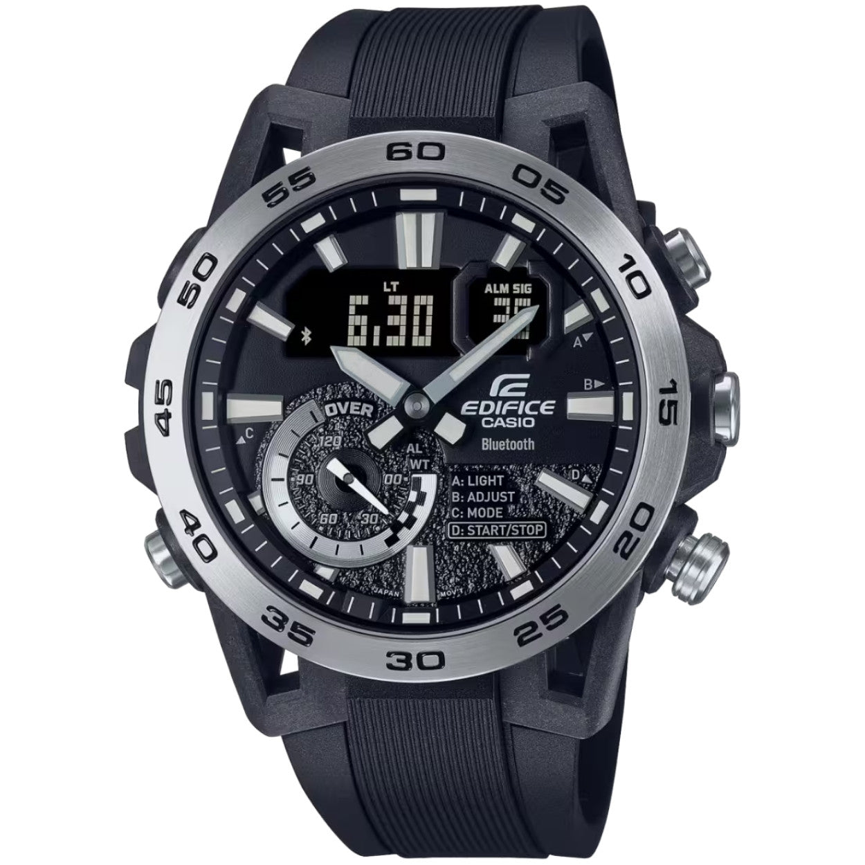 Casio Edifice ECB-40P-1AEF ana-digi herrklocka med svart urtavla och armband i resin