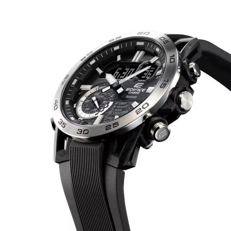 Casio Edifice ECB-40P-1AEF ana-digi herrklocka med svart urtavla och armband i resin