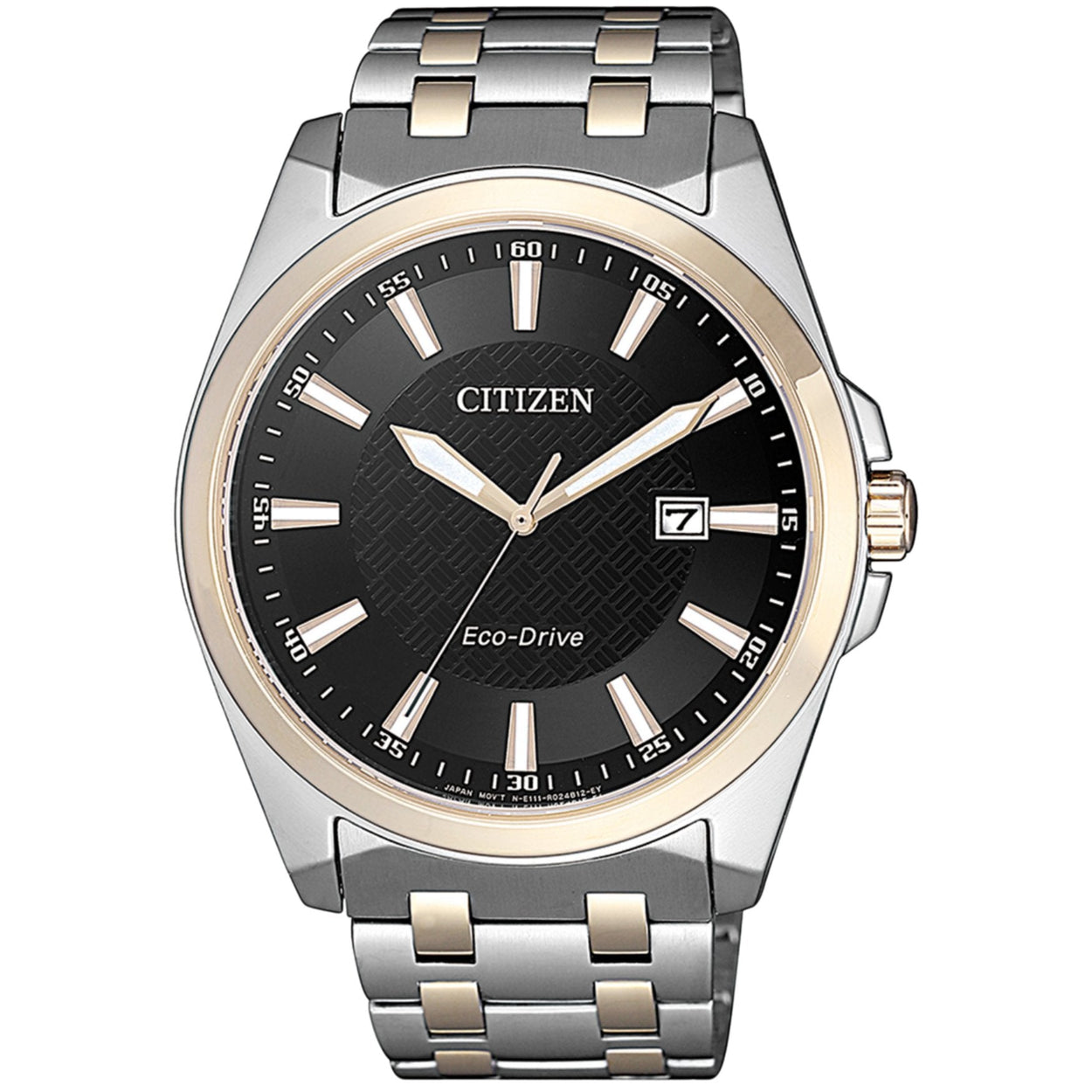 Citizen Eco-Drive BM7109-89E analog herrklocka med svart urtavla och armband i rostfritt stål