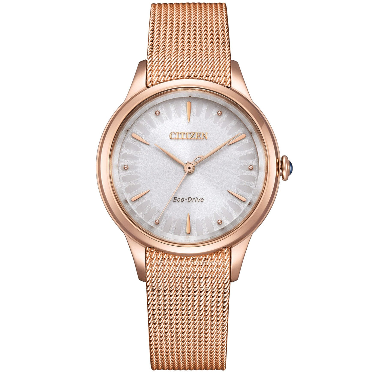 Citizen EM1153-88A analog damklocka med vit urtavla och armband i rostfritt stål