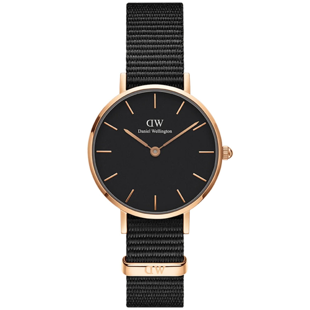 Daniel Wellington Petite Cornwall DW00100215 analog damklocka med svart urtavla och armband i läder