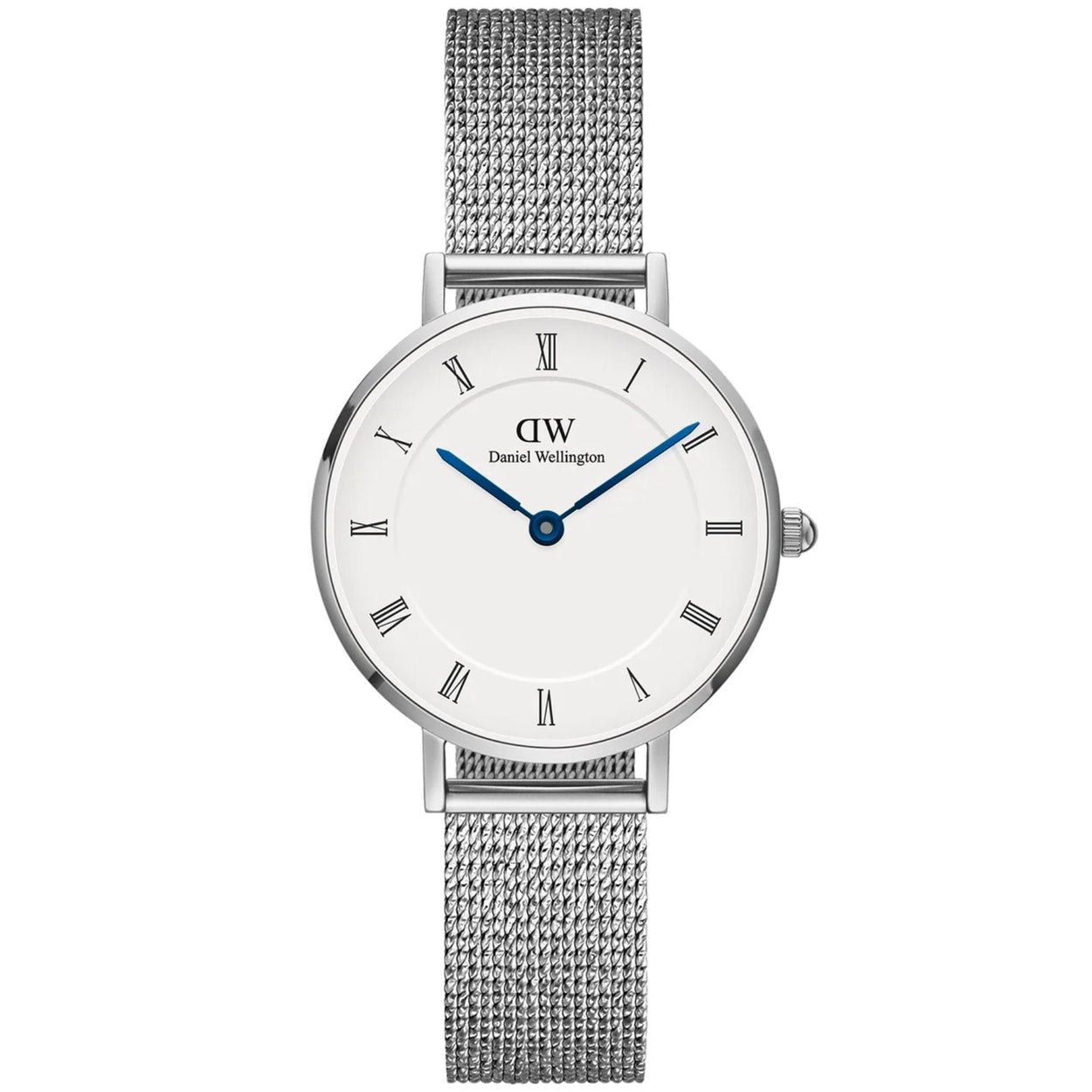 Daniel Wellington Petite Roman Numerals Sterling DW00100684 analog damklocka med vit urtavla och armband i rostfritt stål