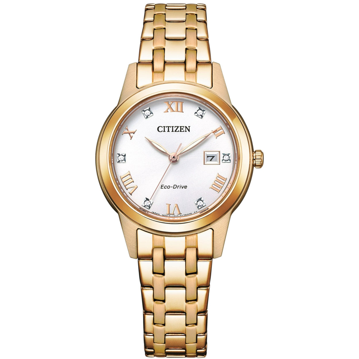 Citizen Elegance Eco-Drive FE1243-83A analog damklocka med vit urtavla och armband i rostfritt stål