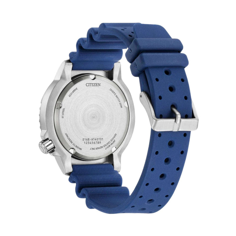 Citizen Promaster Eco-Drive Diver BN0168-06L analog herrklocka med blå urtavla och armband i gummi