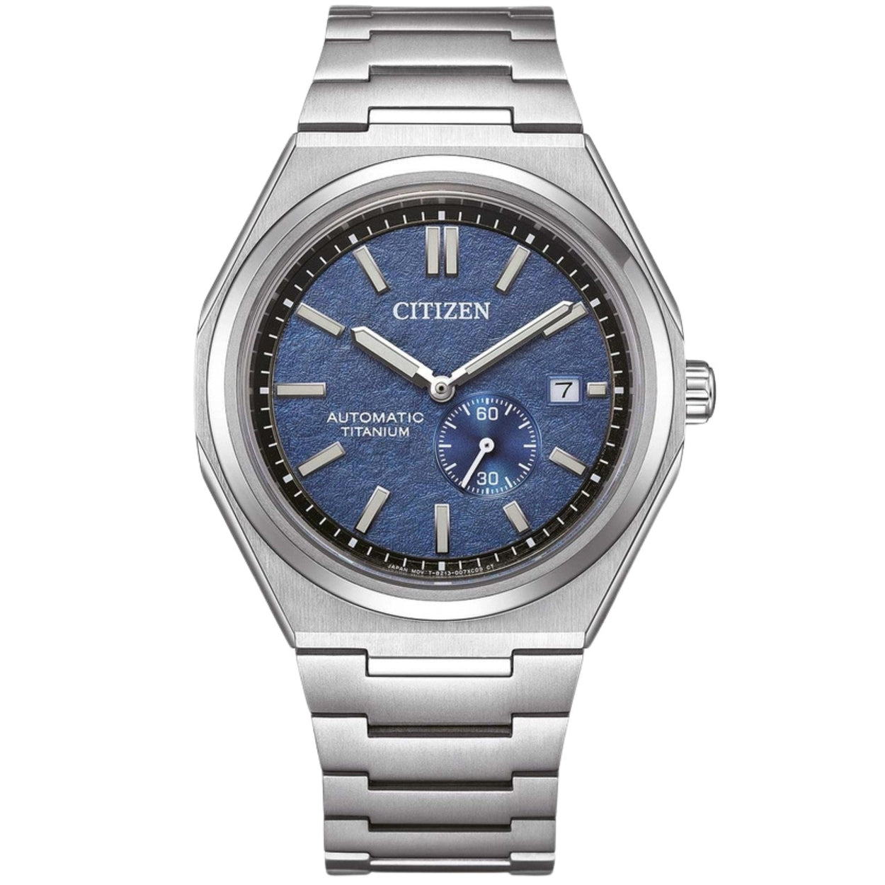 Citizen Super Titanium Automatisk NJ0180-80L analog herrklocka med blå urtavla och armband i titan
