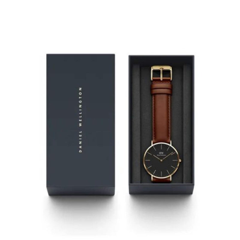 Daniel Wellington Classic St. Mawes DW00100545 analog herrklocka med svart urtavla och armband i läder
