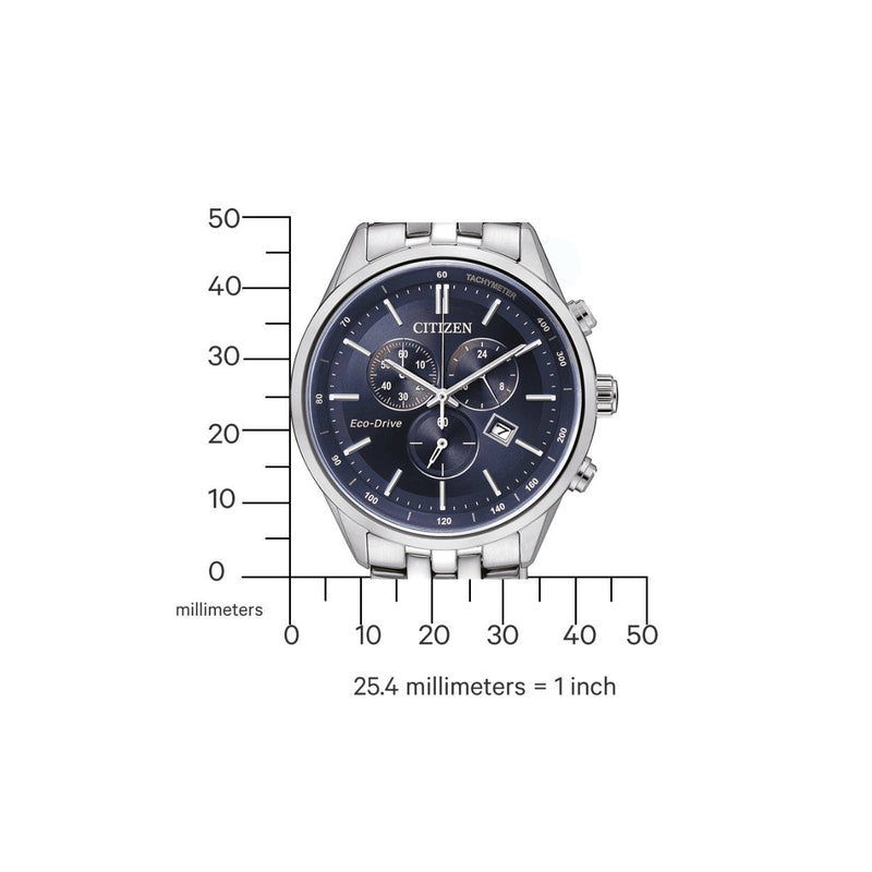 Citizen Kronograf Eco-Drive AT2141-52L analog herrklocka med blå urtavla och armband i rostfritt stål