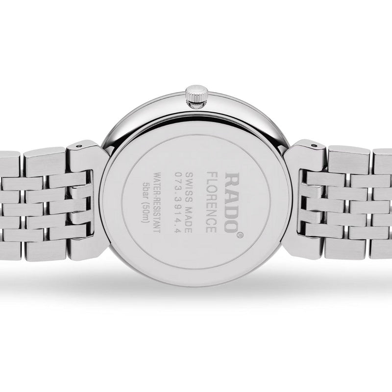 Rado Florence Diamonds R48912713 analog unisexklocka med svart urtavla och armband i rostfritt stål