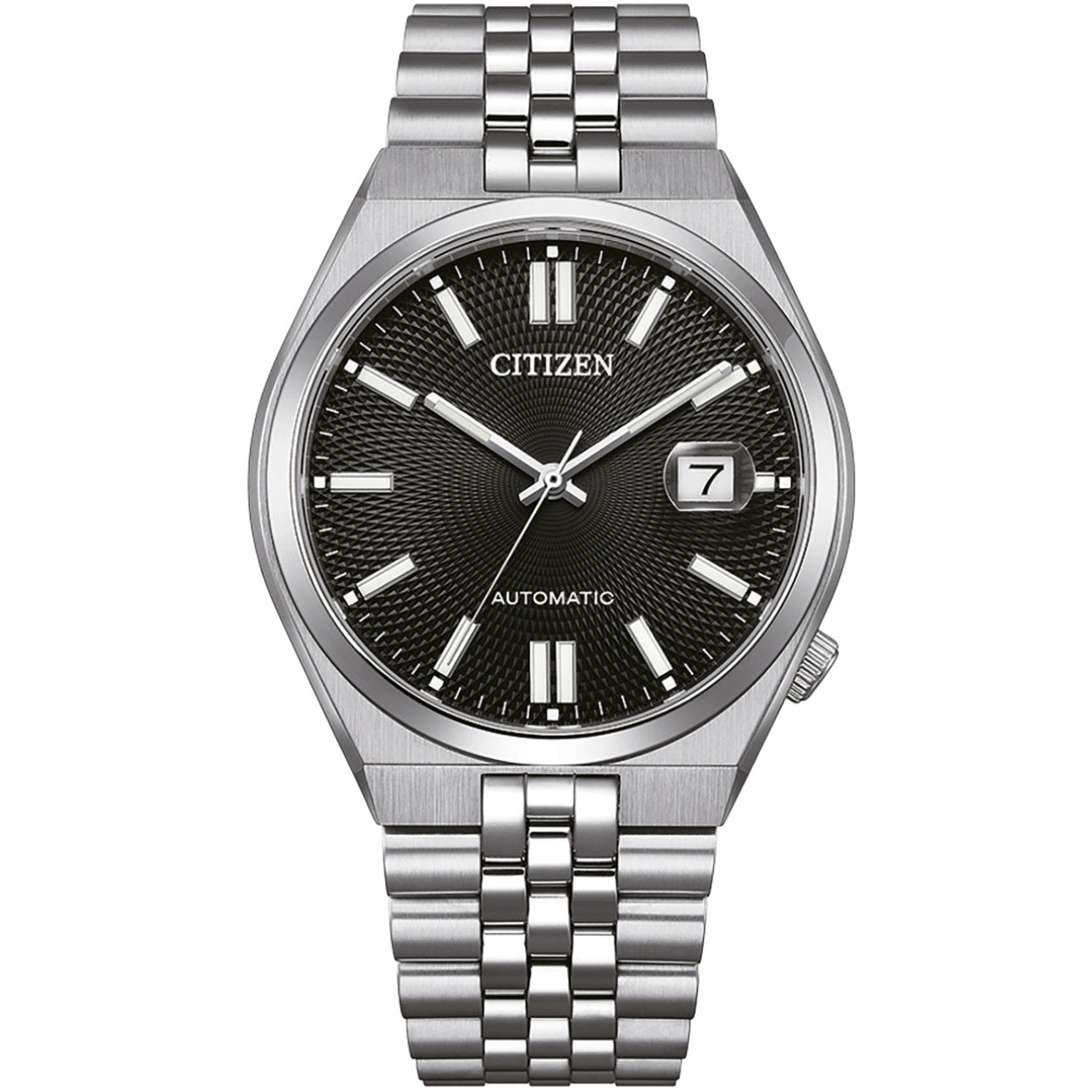 Citizen Tsuyosa 60 Collection NK0020-55E analog unisexklocka med svart urtavla och armband i rostfritt stål