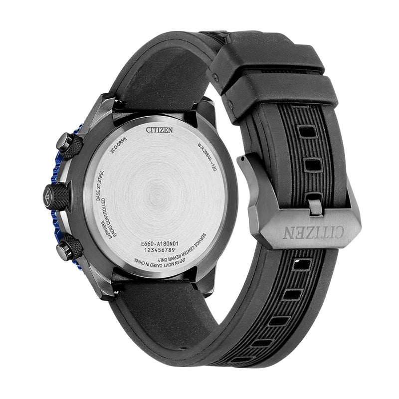 Citizen Eco Drive Radio Controlled CB5006-02L analog herrklocka med blå urtavla och armband i silikon