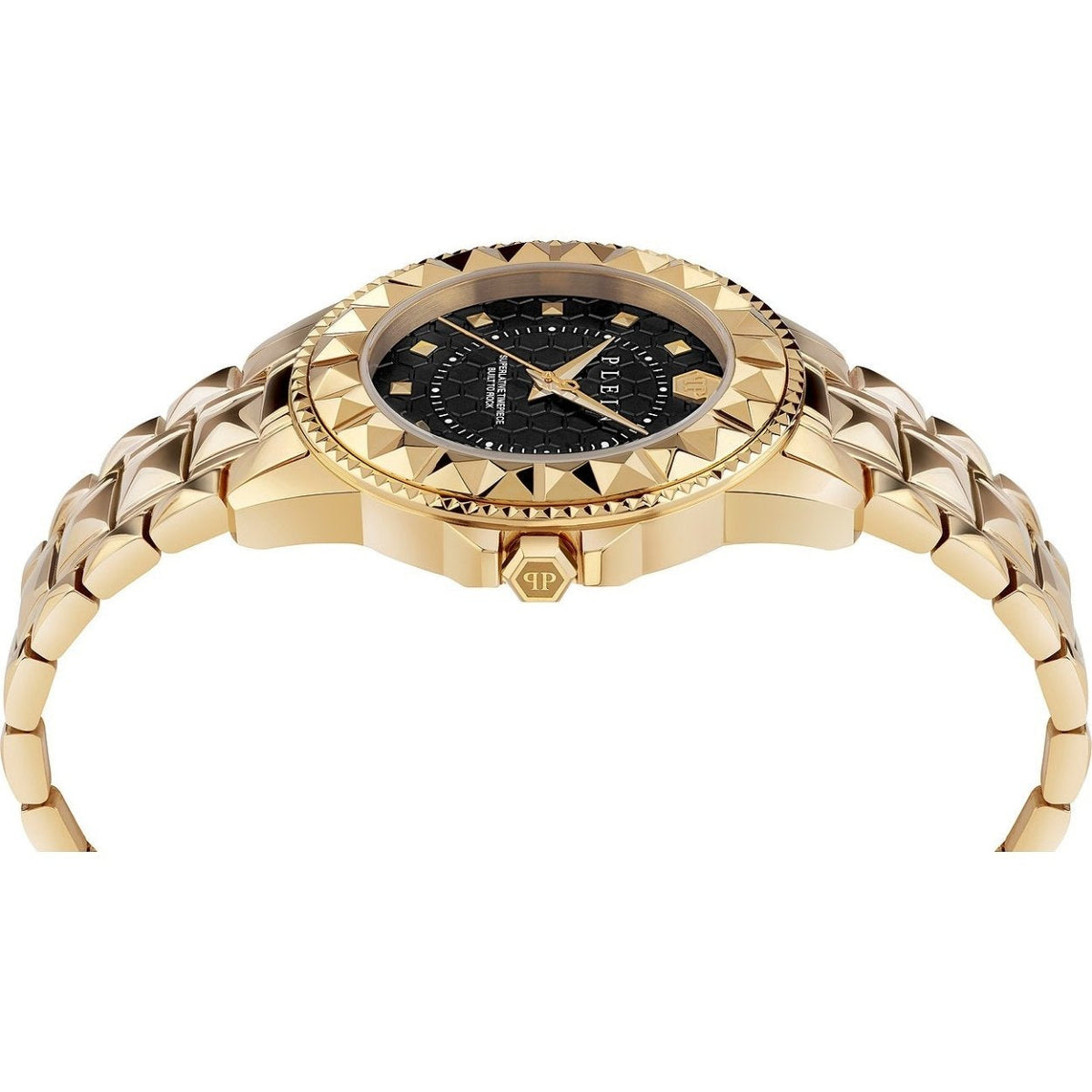 Philipp Plein Rock Couture PWPQA0424 analog damklocka med svart urtavla och armband i rostfritt stål