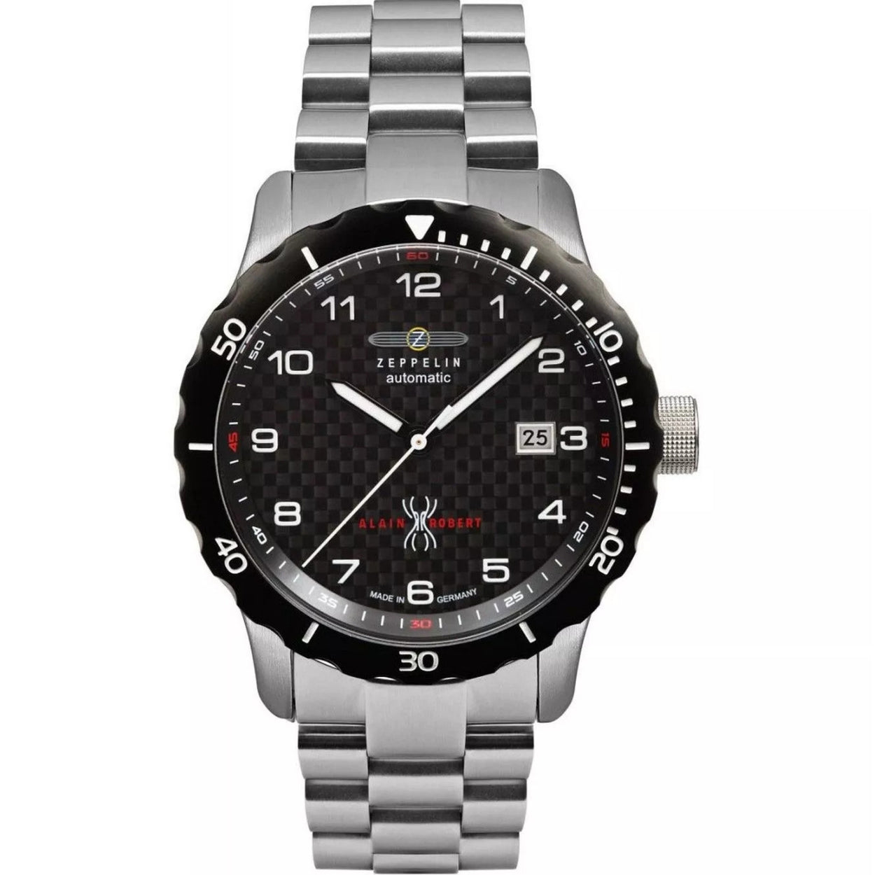 Zeppelin Night Cruise Automatic Herrklocka 7266M-3 analog herrklocka med svart urtavla och armband i rostfritt stål
