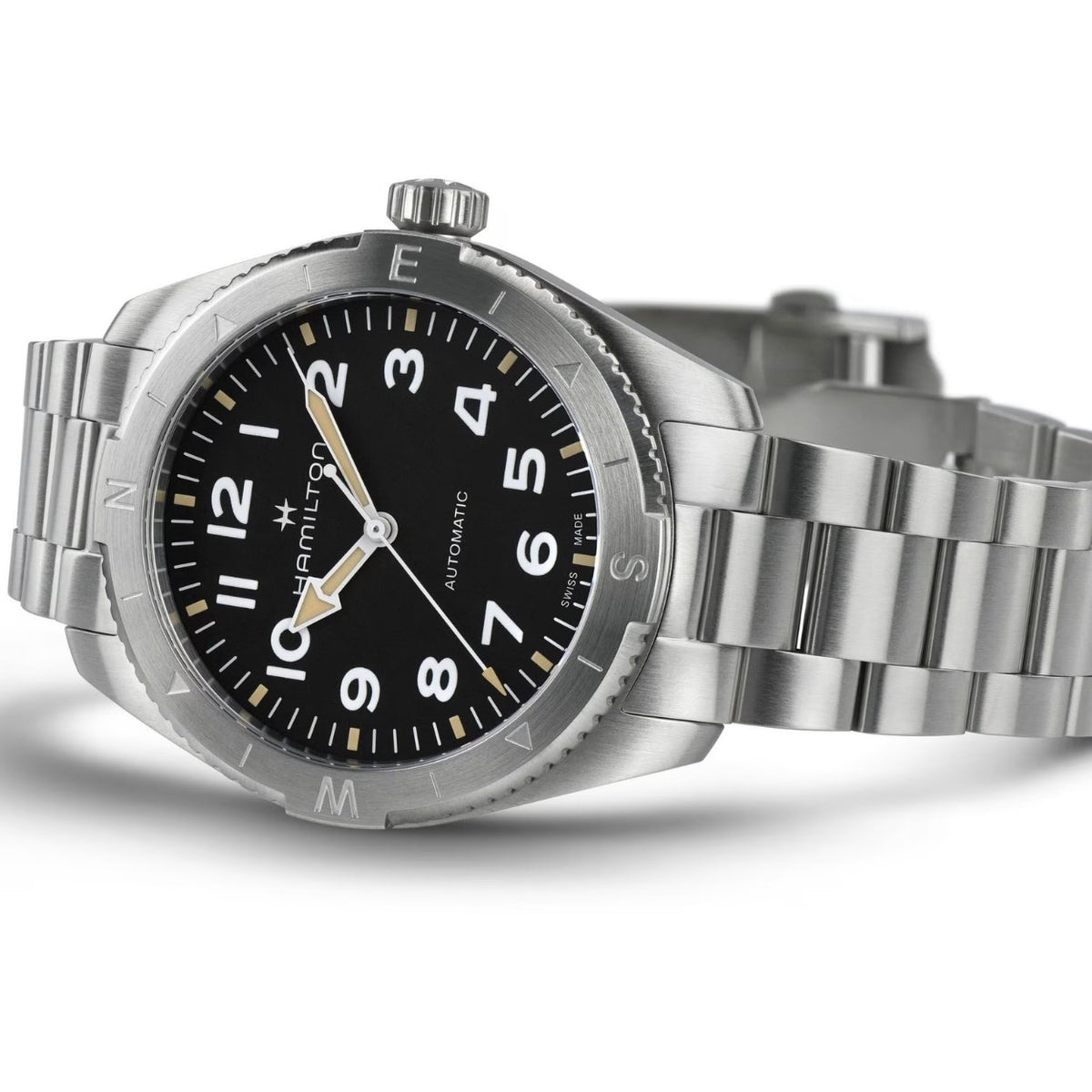 Hamilton Khaki Field Expedition Auto H70315130 analog herrklocka med svart urtavla och armband i rostfritt stål