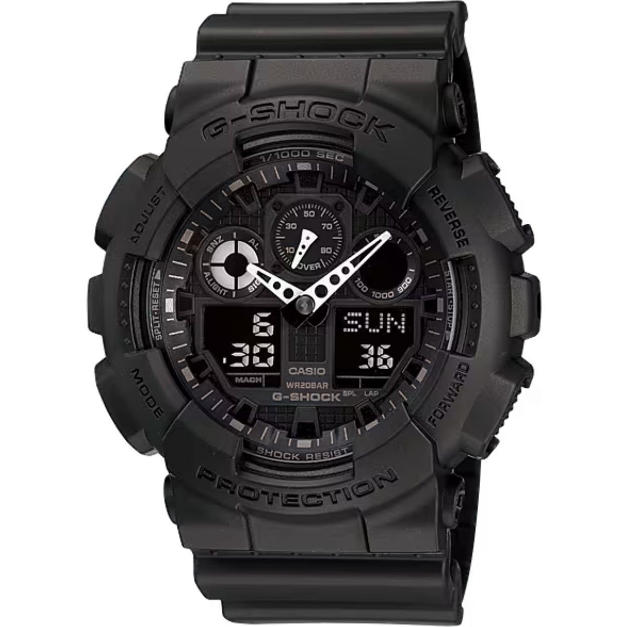 Casio G-Shock GA-100-1A1ER analog herrklocka med svart urtavla och armband i resin