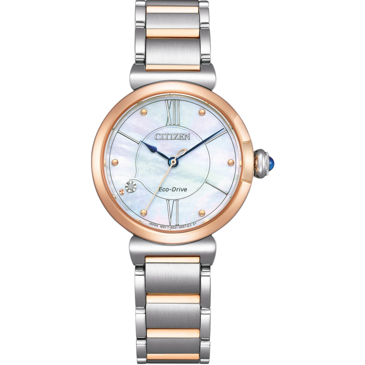 Citizen May bells EM1074-82D analog damklocka med pärlemor urtavla och armband i rostfritt stål