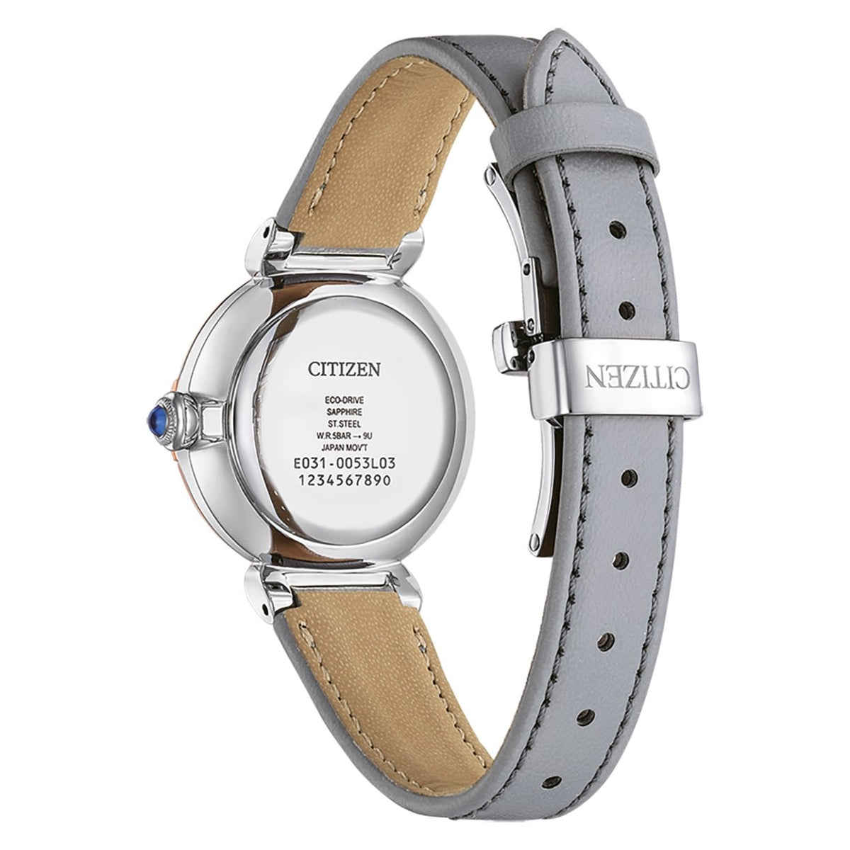 Citizen May bells EM1074-15D analog damklocka med pärlemor urtavla och armband i läder