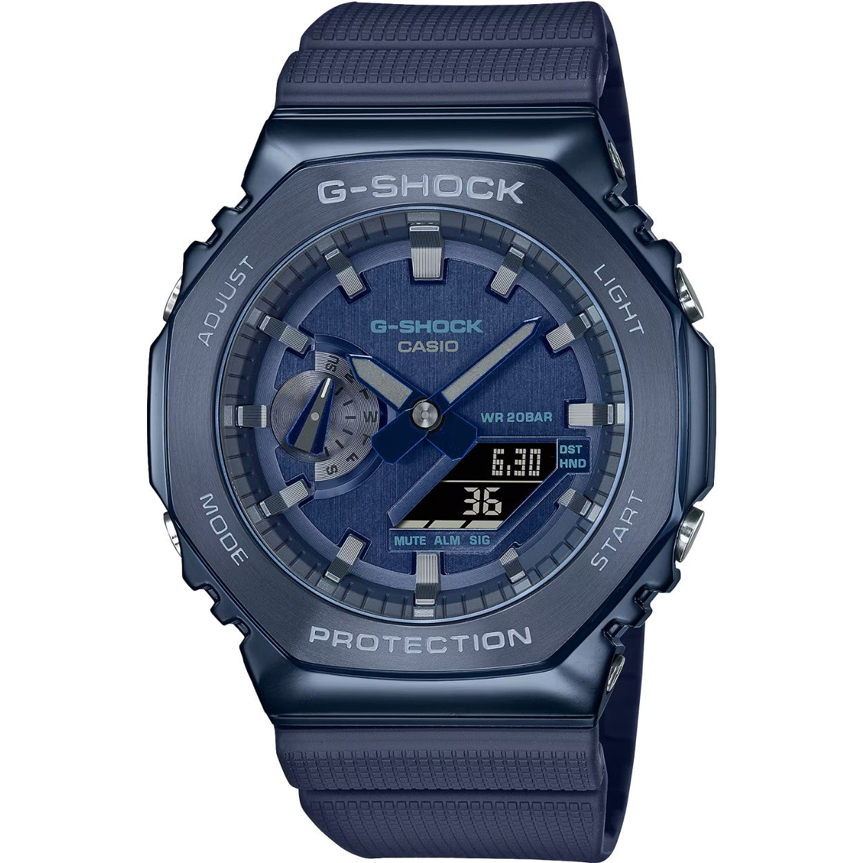 Casio G-Shock GM-2100N-2AER ana-digi unisexklocka med blå urtavla och armband i resin