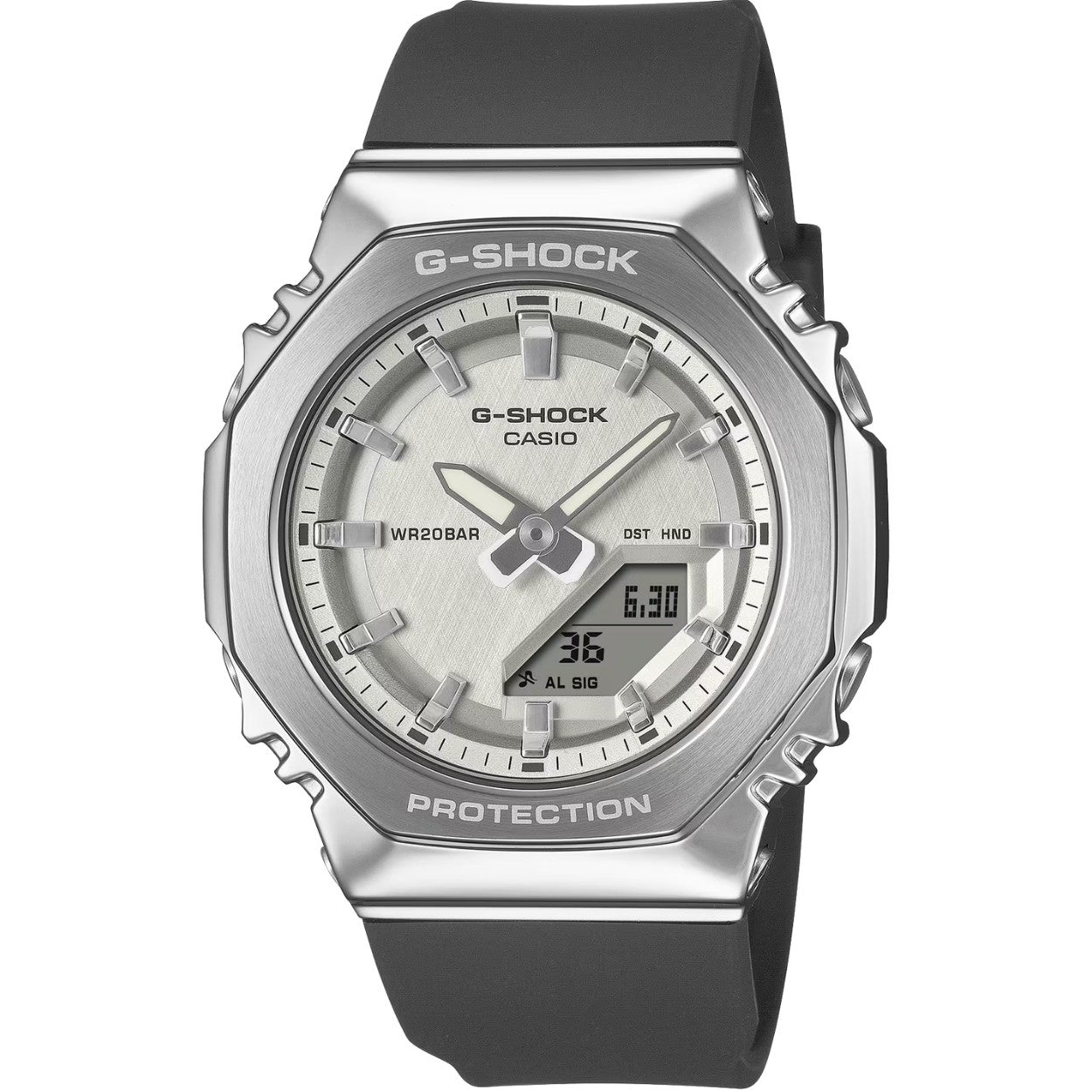 Casio G-Shock GM-S2110-1A7ER analog unisexklocka med silver urtavla och armband i resin