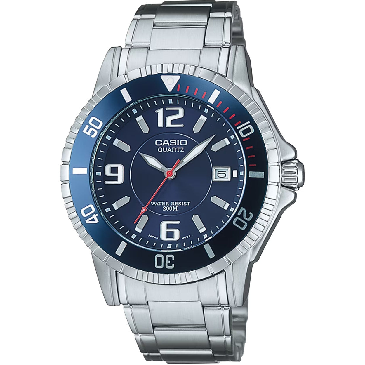 Casio Collection MTD-1053D-2AVES analog herrklocka med blå urtavla och armband i rostfritt stål