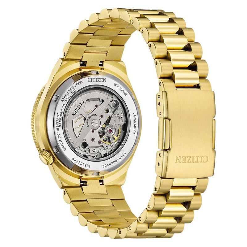 Citizen Tsuyosa Shore NJ0232-53X analog herrklocka med grön urtavla och armband i rostfritt stål