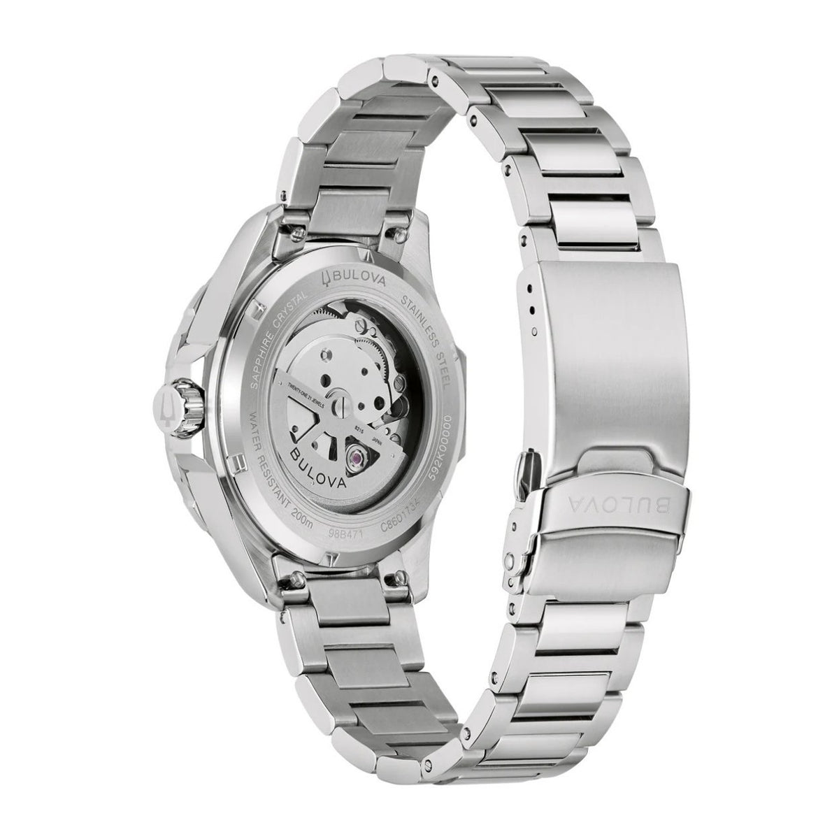 Bulova Marine Star 98B471 analog herrklocka med grön urtavla och armband i rostfritt stål
