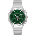Bulova Curv 96A338 analog herrklocka med grön urtavla och armband i rostfritt stål