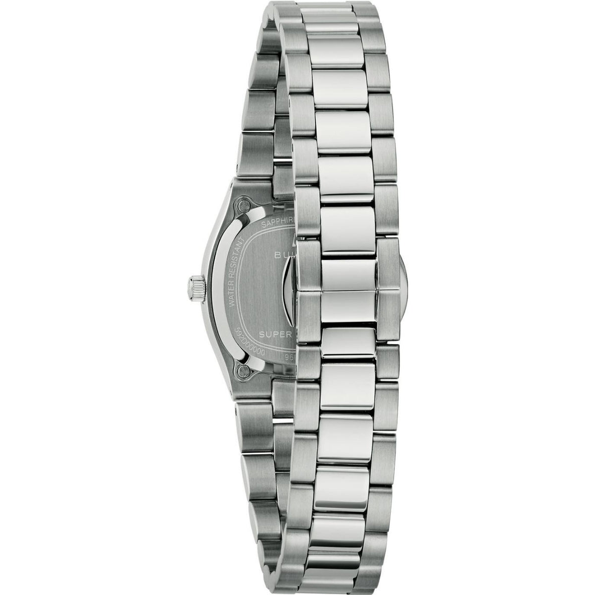 Bulova Super Seville 96L354 analog damklocka med rött urtavla och armband i rostfritt stål