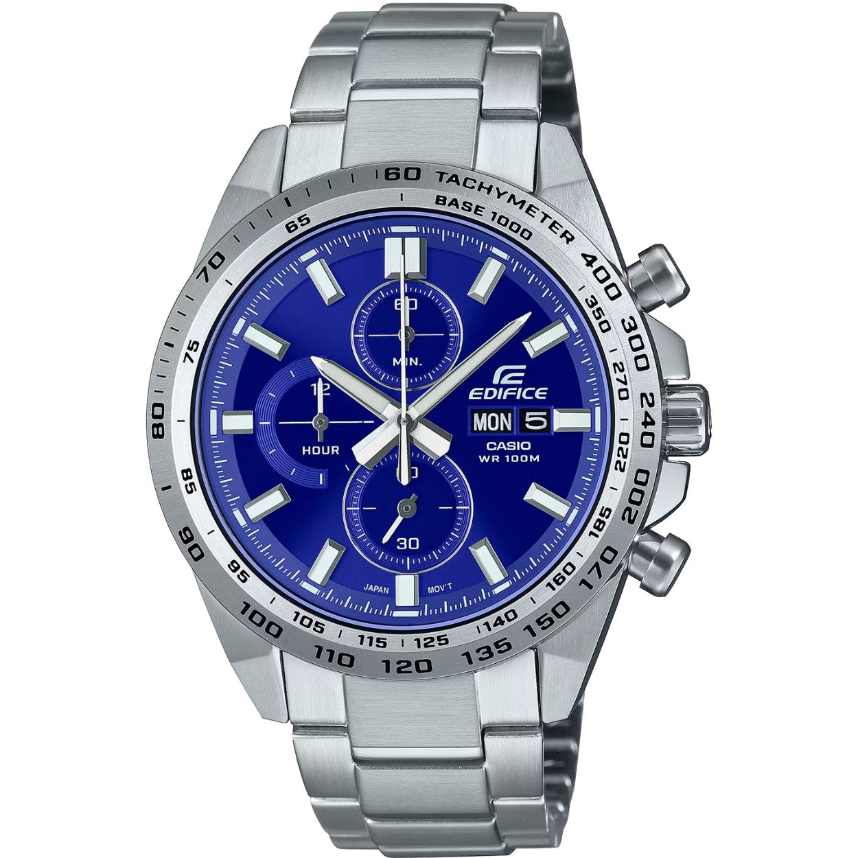 Casio Edifice EFR-574D-2AVUEF analog herrklocka med blå urtavla och armband i rostfritt stål
