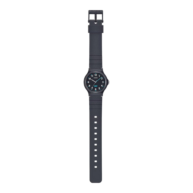 Casio Timeless LQ-24B-1BEF analog unisexklocka med svart urtavla och armband i resin