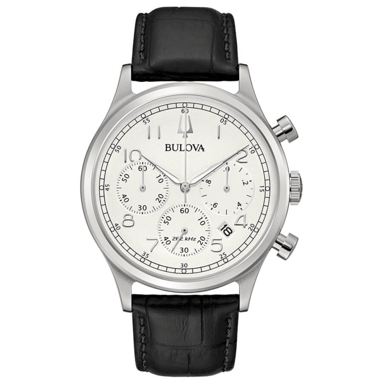 Bulova Classic Ø43mm 96B354 analog herrklocka med vit urtavla och armband i läder