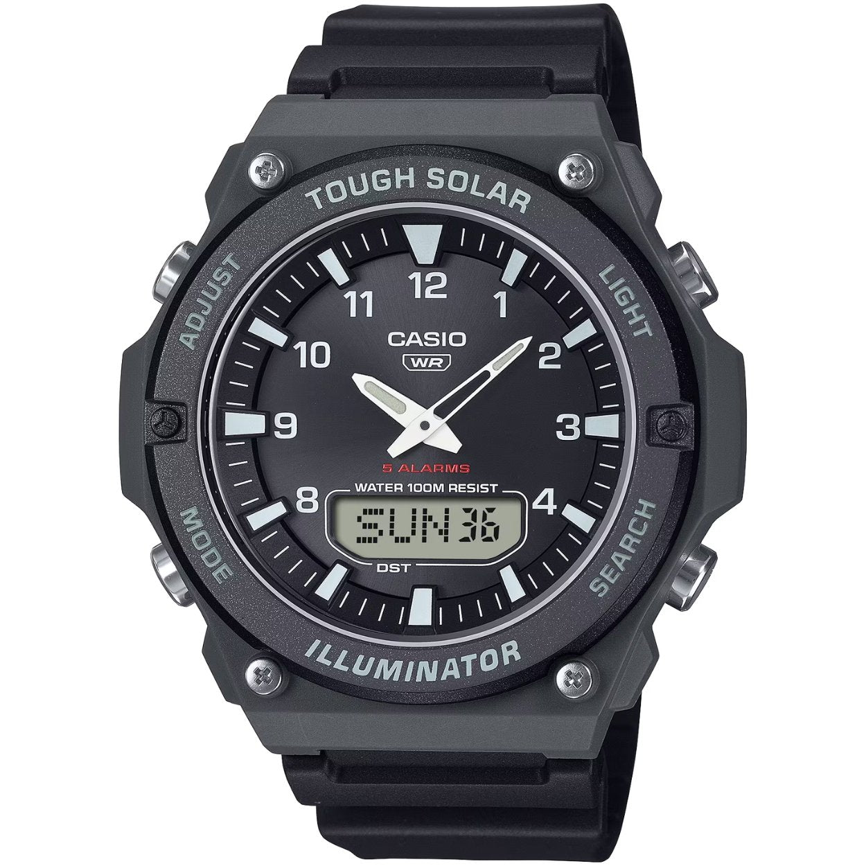 Casio Timeless AQ-S820W-1AVEF digital herrklocka med svart urtavla och armband i resin