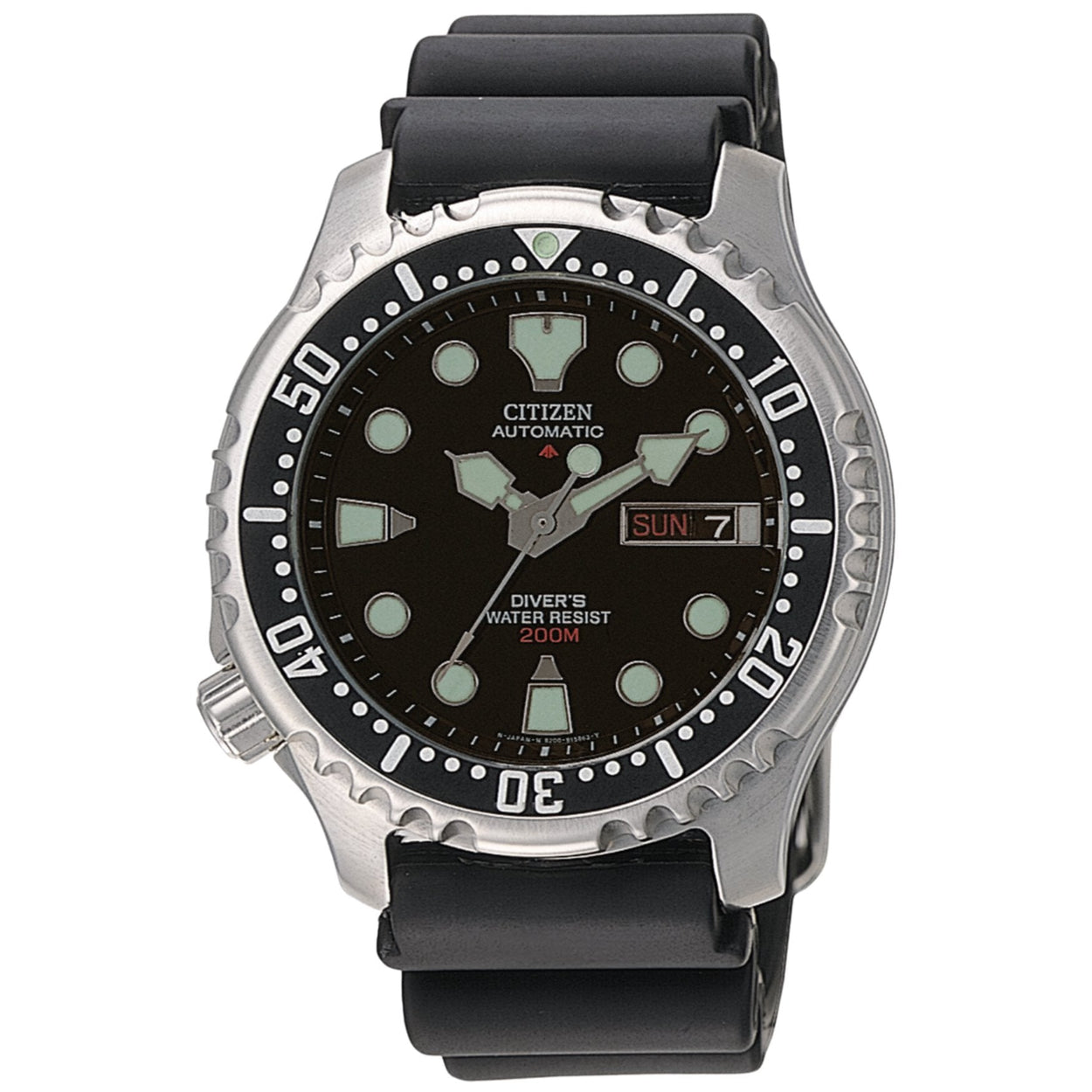 Citizen Promaster Sea NY0040-09EE analog herrklocka med svart urtavla och armband i gummi