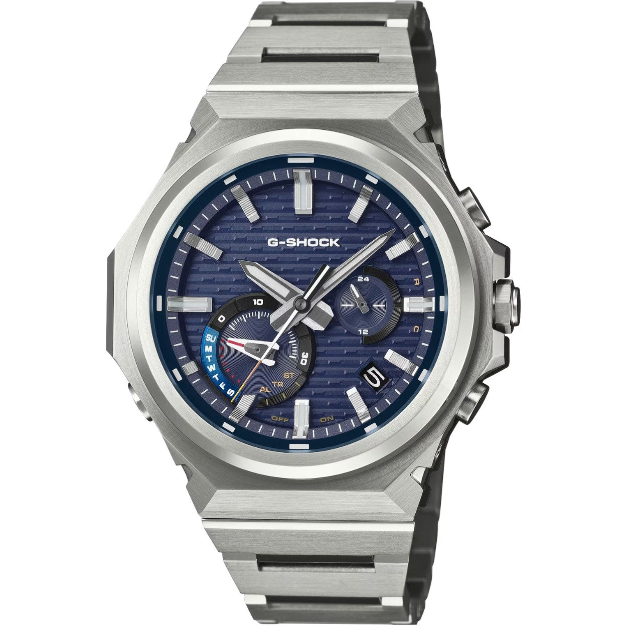 Casio G-Shock GST-B1000D-2AER analog herrklocka med blå urtavla och armband i rostfritt stål