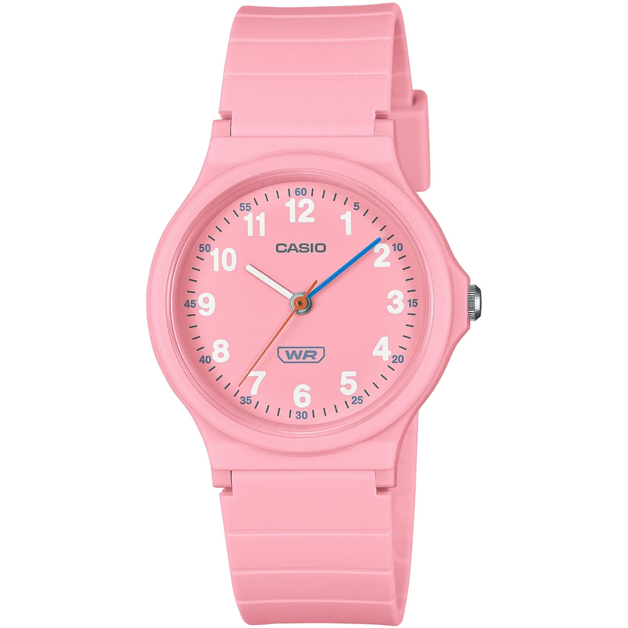 Casio Timeless LQ-24B-4BEF analog unisexklocka med rosa urtavla och armband i resin