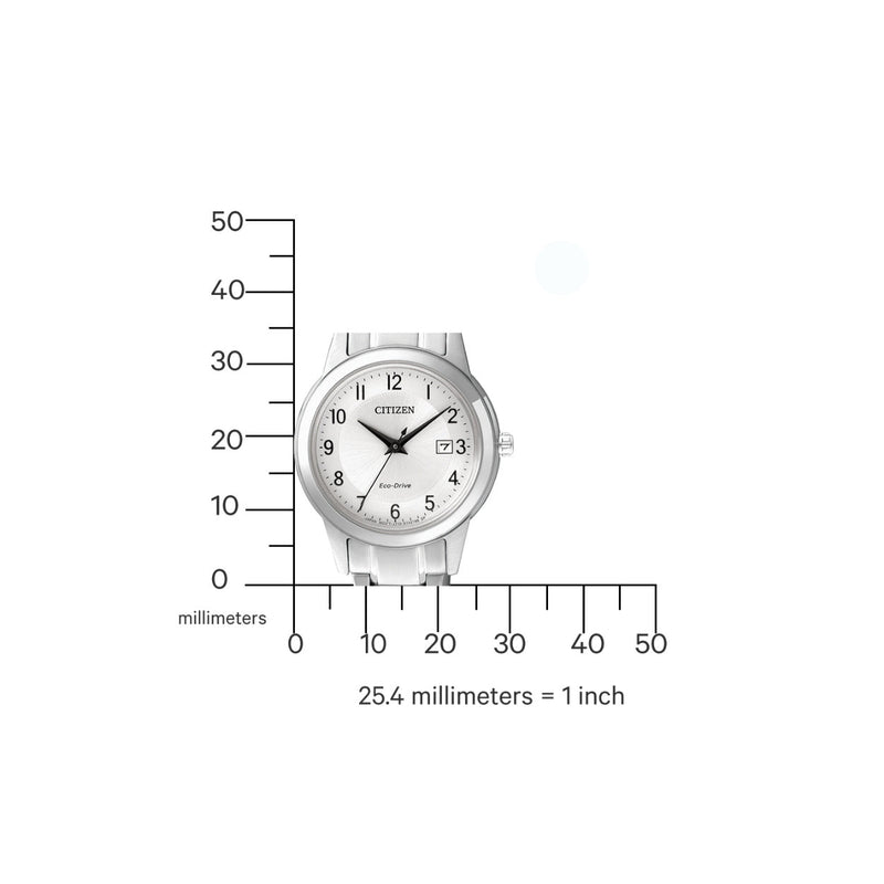Citizen Eco-Drive FE1081-59B analog damklocka med vit urtavla och armband i rostfritt stål