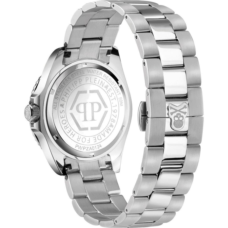 Philipp Plein Challenger PWPZA0124 analog herrklocka med svart urtavla och armband i rostfritt stål