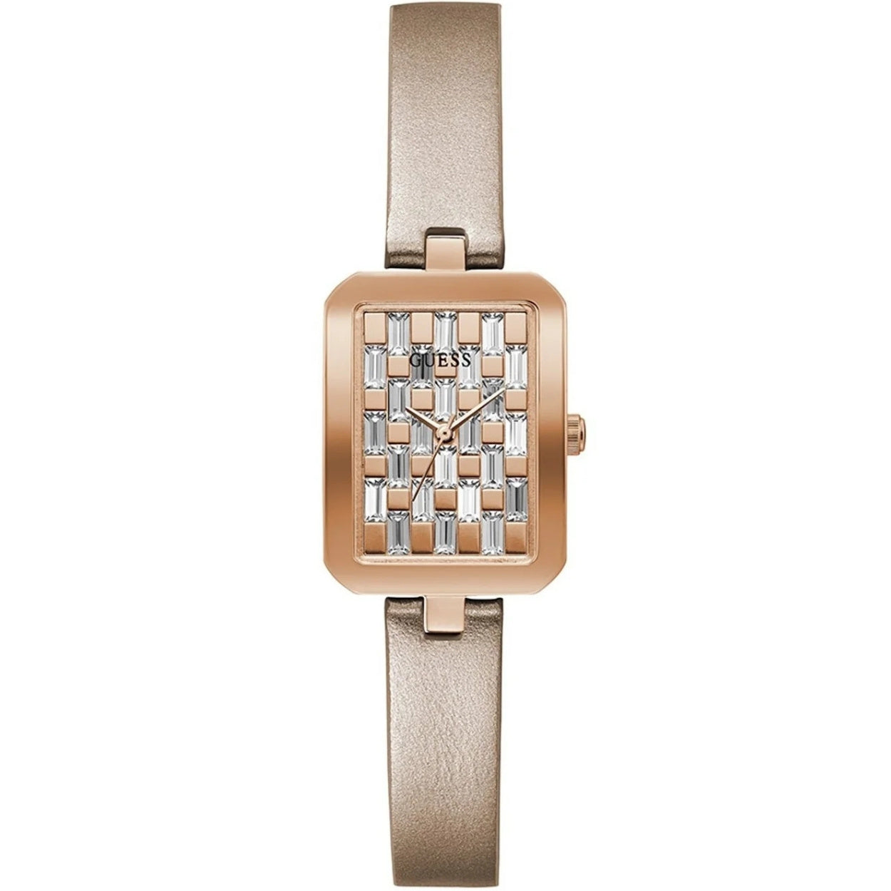 Guess Bauble Damklocka GW0103L2 analog damklocka med silver urtavla och armband i läder
