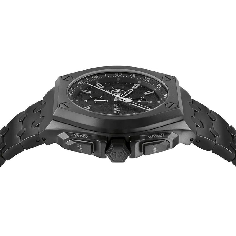 Philipp Plein Plein Extreme PWGAA0821 analog herrklocka med svart urtavla och armband i rostfritt stål