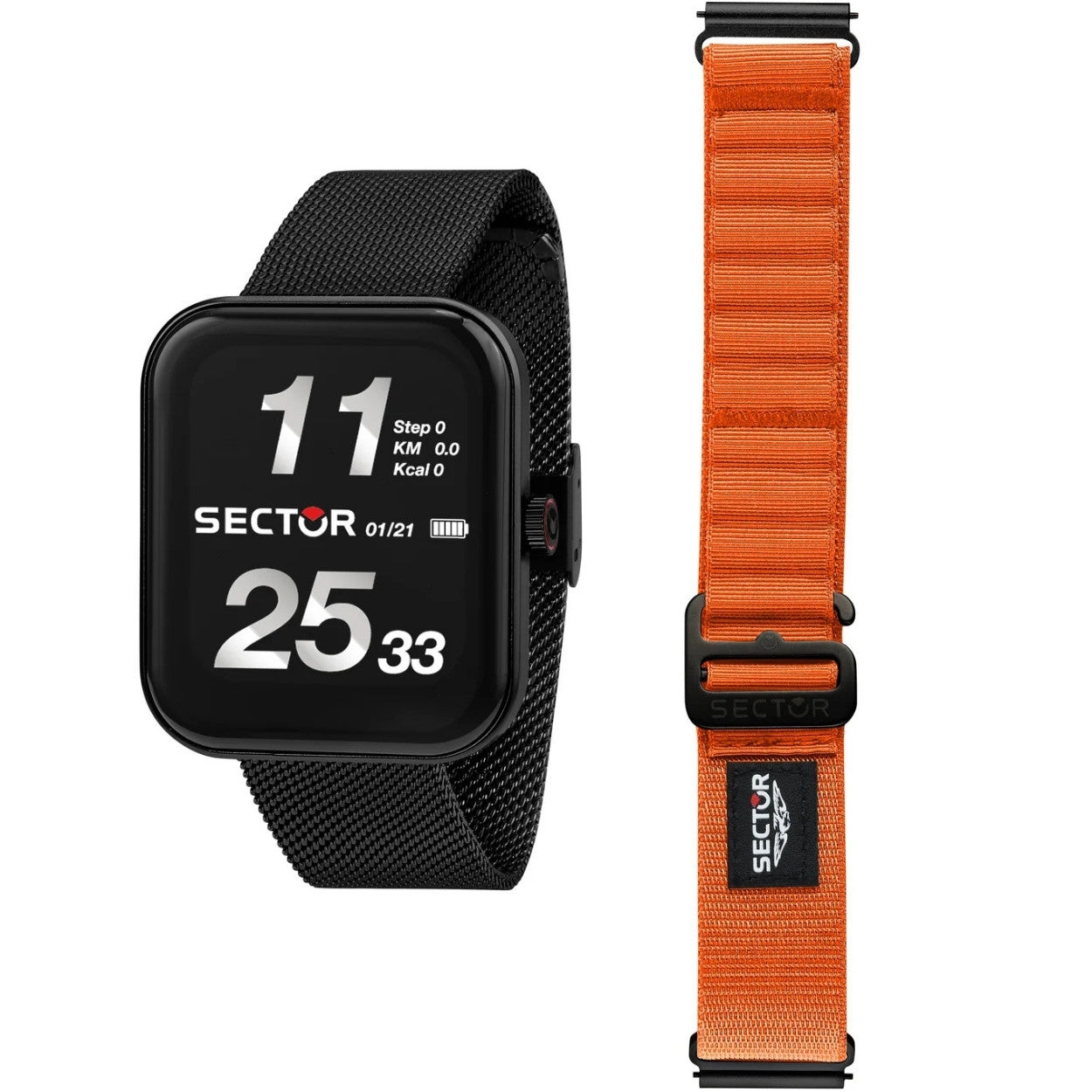 Sector S-03 Smartwatch R3253171501 digital unisexklocka med svart urtavla och armband i rostfritt stål