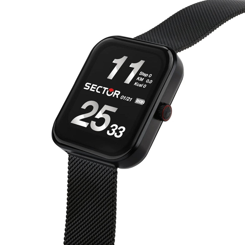 Sector S-03 Smartwatch R3253171501 digital unisexklocka med svart urtavla och armband i rostfritt stål