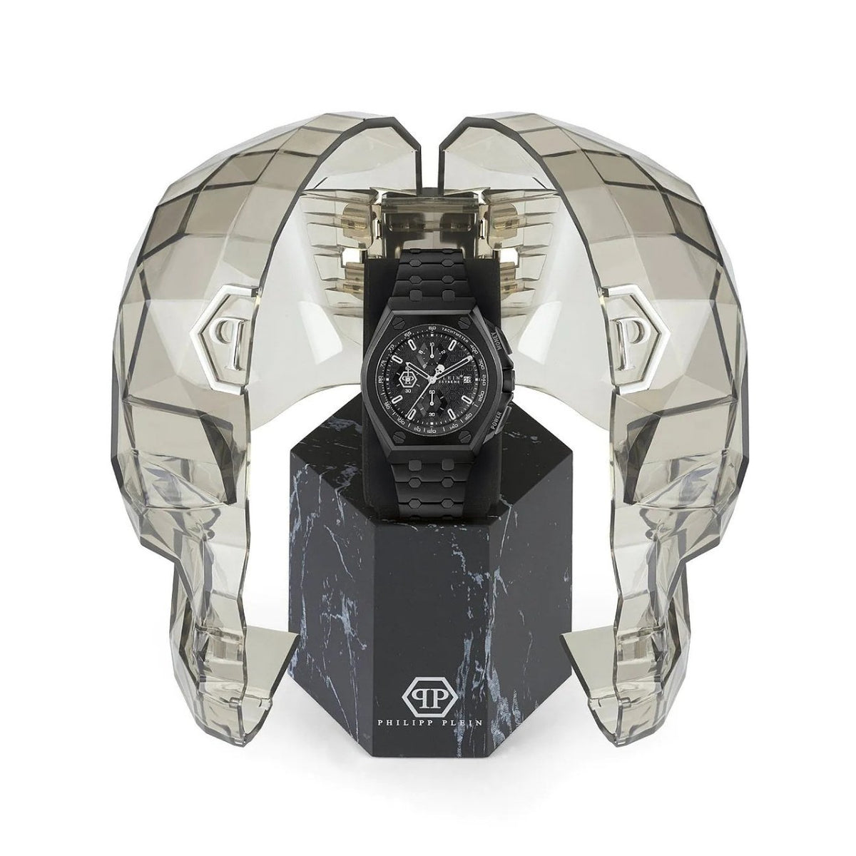 Philipp Plein Plein Extreme PWGAA0821 analog herrklocka med svart urtavla och armband i rostfritt stål