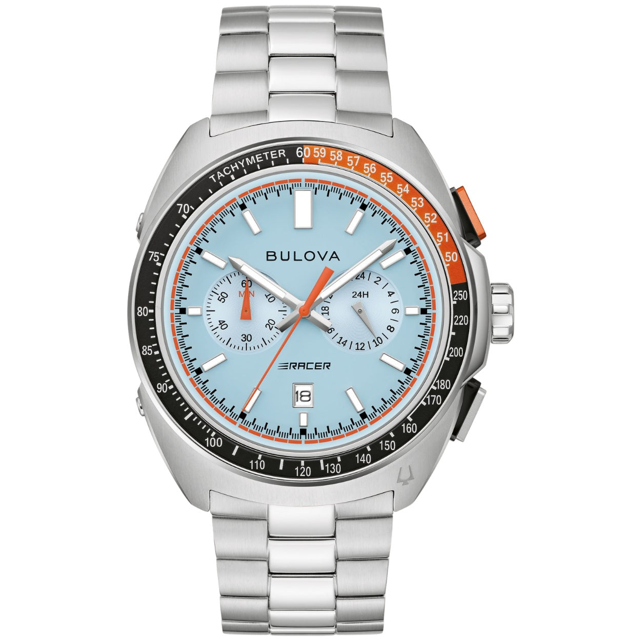 Bulova Racer 98B432 analog herrklocka med turkos urtavla och armband i rostfritt stål