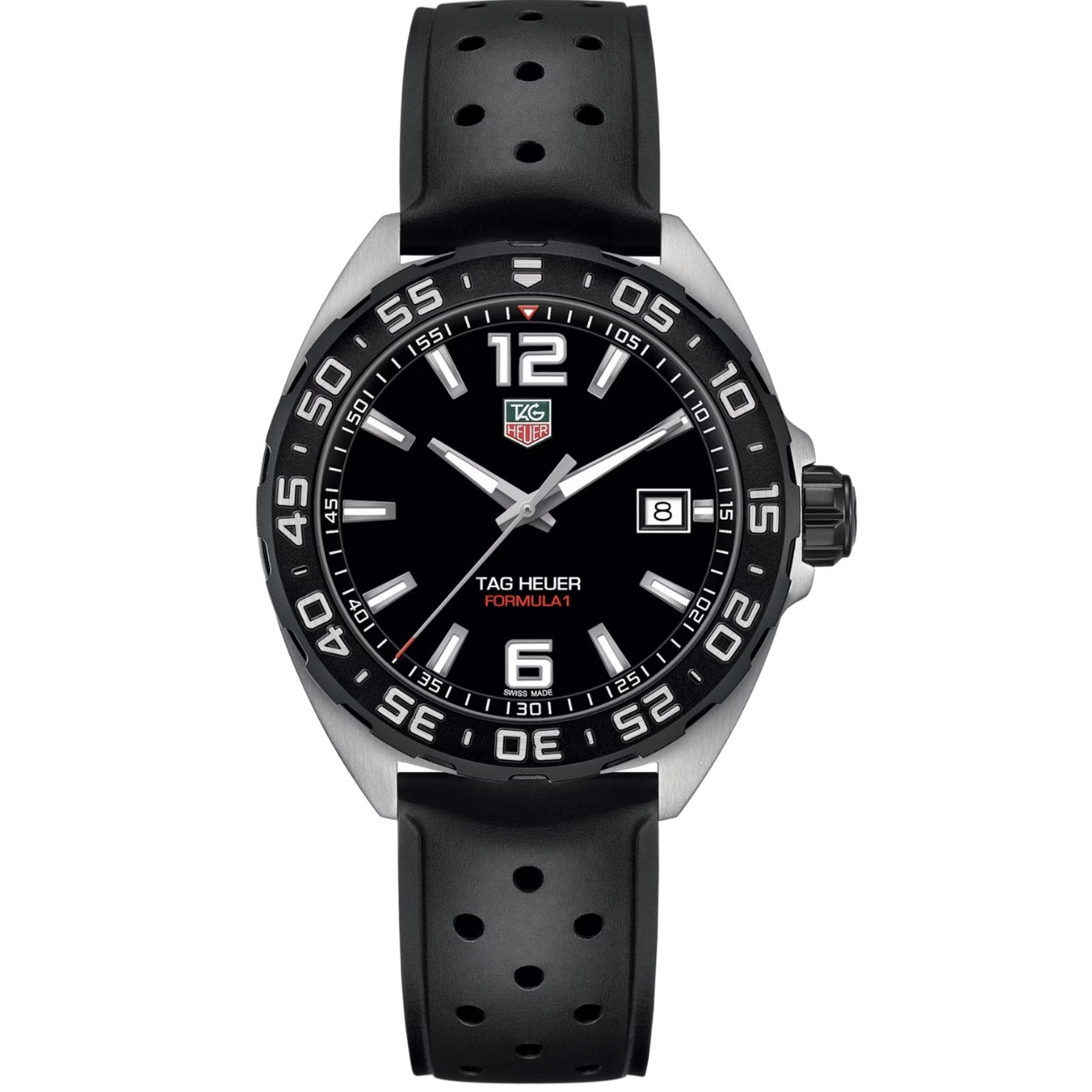 TAG Heuer Formula 1 Date WAZ1110.FT8023 analog herrklocka med svart urtavla och armband i gummi