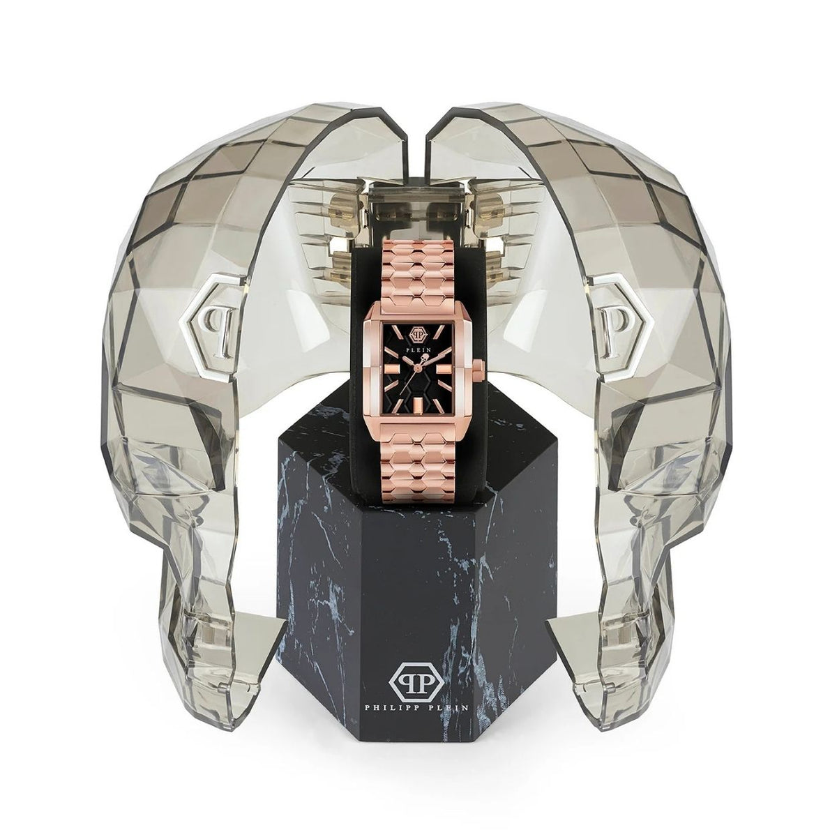 Philipp Plein Offshore PWMAA0822 analog damklocka med brun urtavla och armband i rostfritt stål